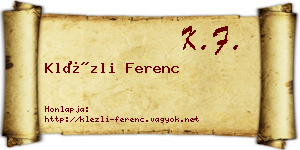 Klézli Ferenc névjegykártya