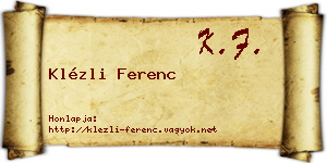 Klézli Ferenc névjegykártya